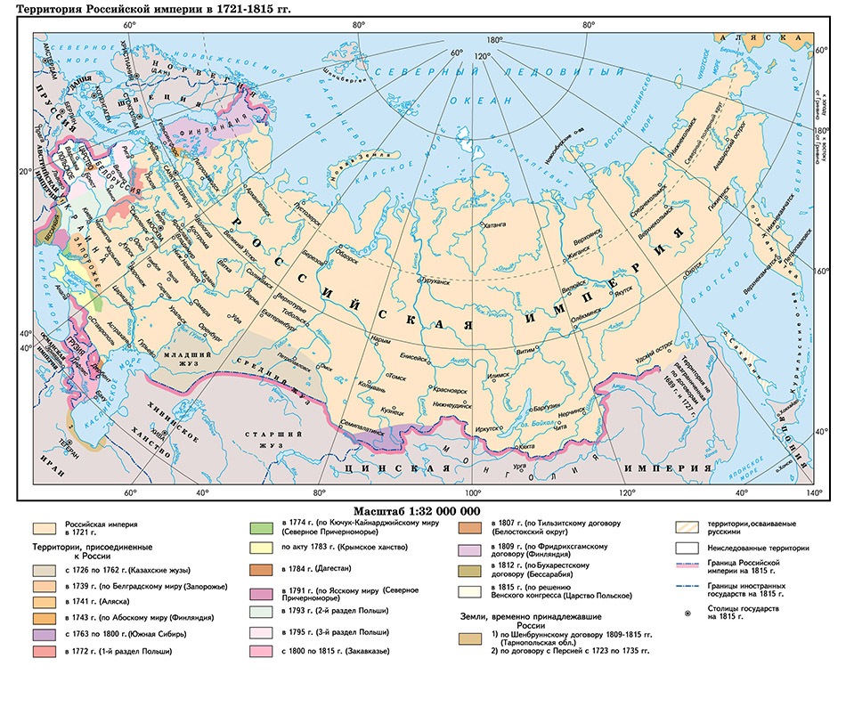 Территории Российской империи в 1721 - 1815 годах